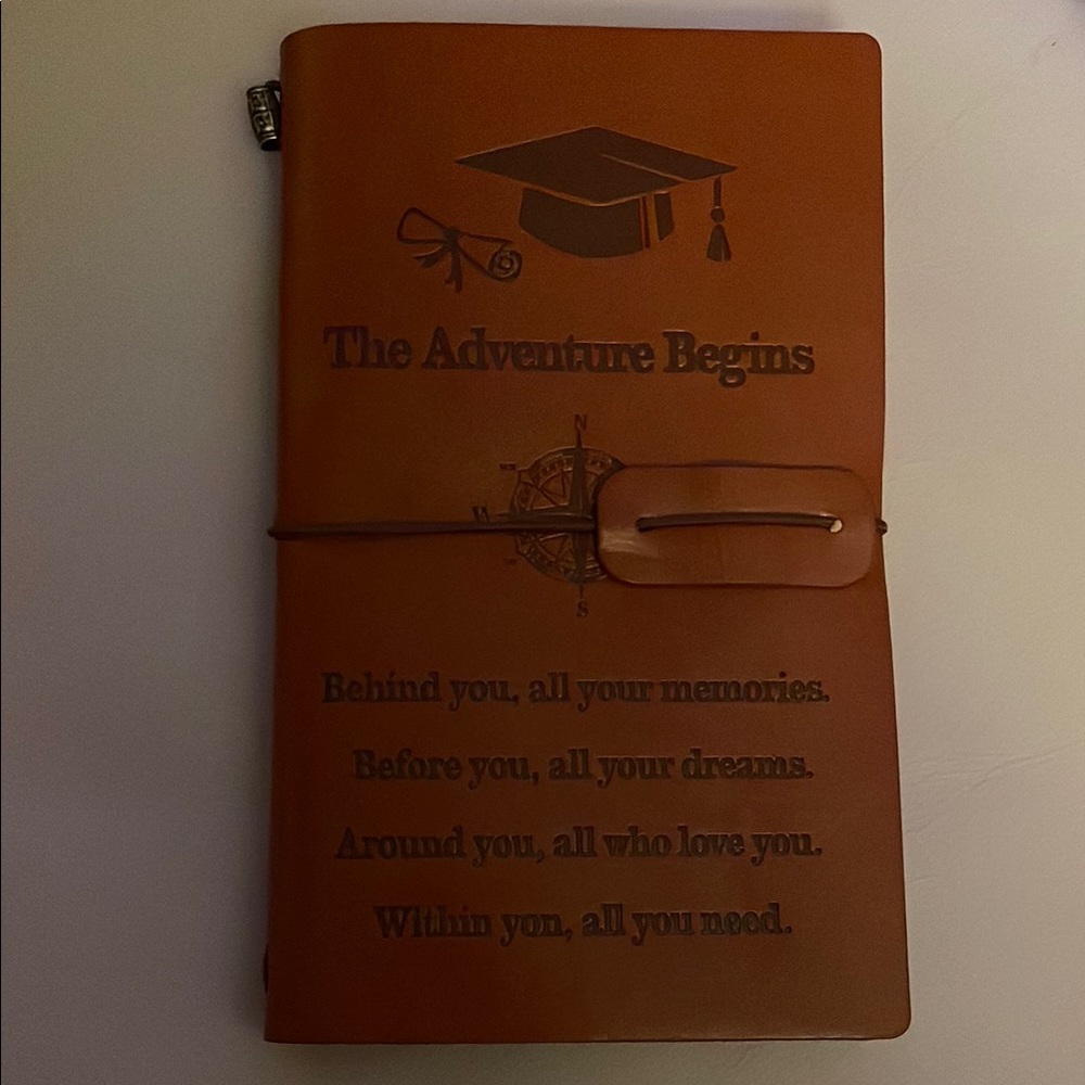 Brown Leather Achievement Journal with Strap Closure